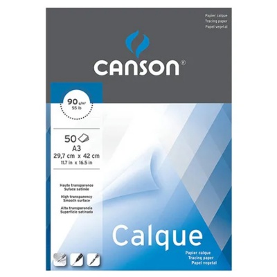 Obtiskový papír CANSON CALQUE SATIN®, A3, 90 g/m2, 50 listů, lepený