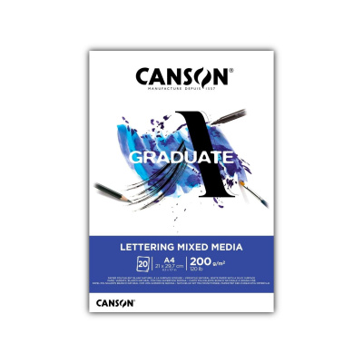 CANSON Skicár Graduate Lettering Mix Media, A4, 200 g, 20 listov