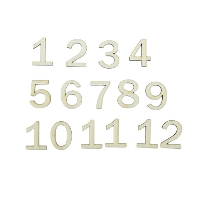 Dřevěné číslice na výrobu hodin, arabské hranaté, 3 cm
