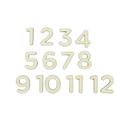 Dřevěné čísla na výrobu hodin, arabské oblé, 3 cm