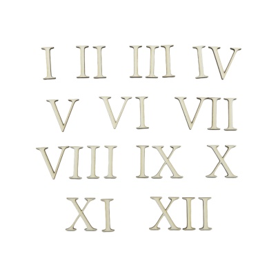 Dřevěné číslice na výrobu hodin, římské hranaté, 3 cm